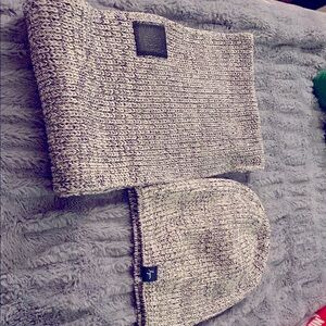 Gray Knit Beanie and Scarf Set